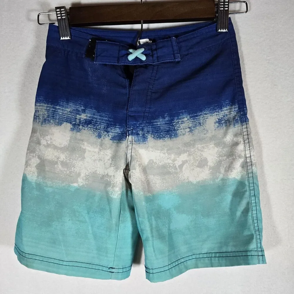 Wonder Nation Boys Blue Drawstring Bathing Suit Swim Trunks Shorts EUC Siz6/7
